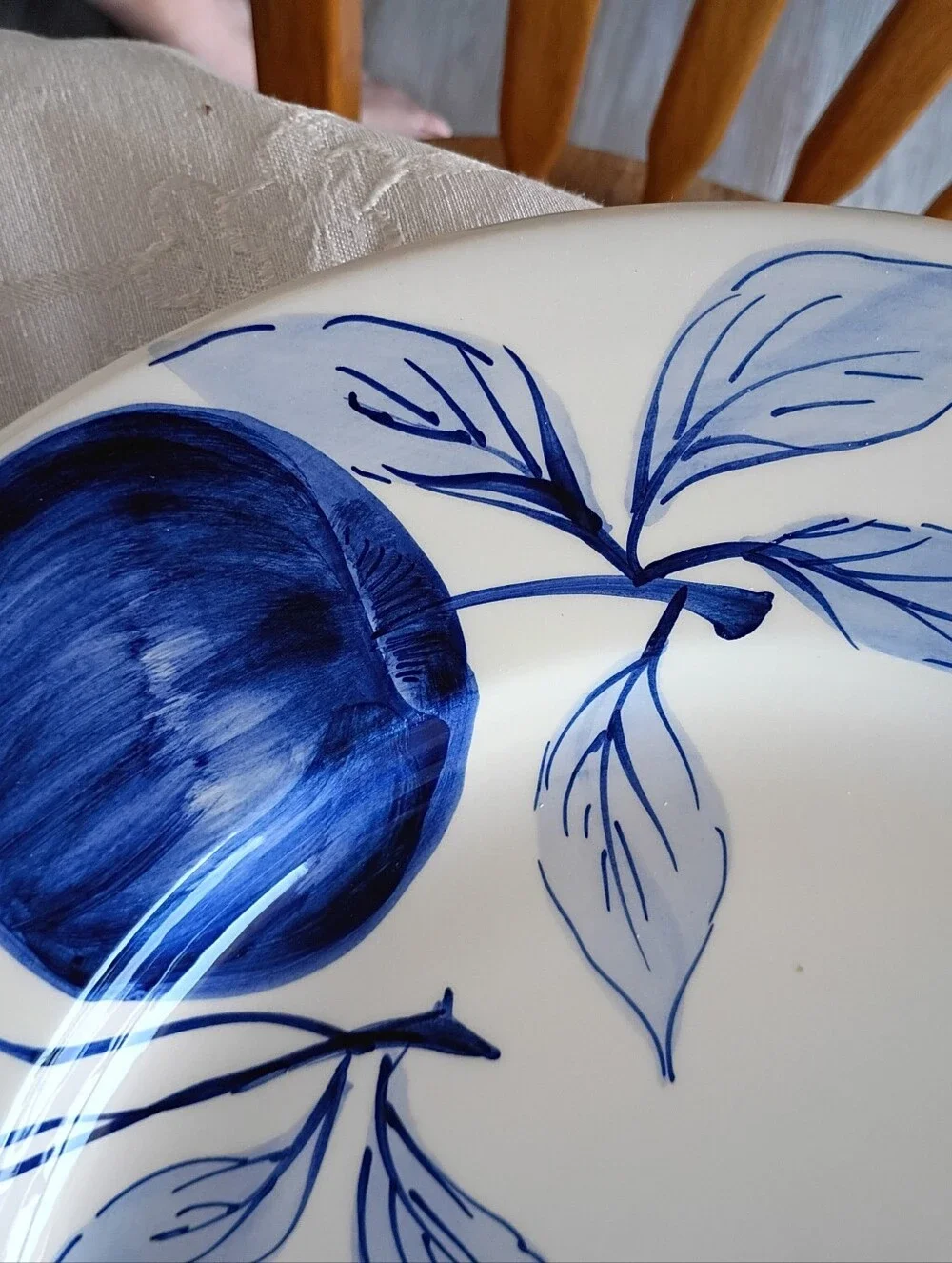 Pier 1 Retired Melinda Hand Painted Classic Blue Fruit Serving Platter, Italy